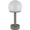 Globo lighting Lampada da tavolo Haku a batteria in policarbonato verde salvia e bianco opaco 21034B/40