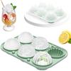 Luxoraiova Stampo per cubetti di ghiaccio in silicone, 6 cavità grandi, rotondi, riutilizzabili, con coperchio e imbuto, senza BPA, per gelato, whisky, cocktail, succhi di frutta (verde)