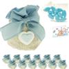 Doni Bomboniere Set Battesimo Bimbo 12 Sacchettini Portaconfetti Celeste in Juta Fiocco e Cuore Bustine Confetti Bigliettini Personalizzabili Kit Fai da Te Primo Compleanno Battesimo Gadget