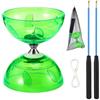 WDKXCN Diabolo con Cuscinetti a Sfera, Giocoliere Set con Luce a LED e Aste, Giocoliere in Gomma Morbida Trasparente con Corda di Ricambio e Tasca a Rete, Sport Ricreativi per Principianti, Verde