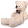 Sausudols XL Orsacchiotto Orso di Peluche 110 cm di Altezza Giganti Orso Peluche per Fidanzata Teddy Bear Regalo per Compleanno Natale e San Valentino Bianco