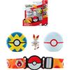 Pokémon Bandai Cintura Clip 'N' Go - 1 Cintura, 1 Quick Ball, 1 Premier Ball e 1 Figura 5 cm Flambino (Scorbunny) - Accessorio per travestirsi da Allenatore JW2716