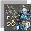 Old English Company Biglietto speciale per il 58° compleanno da uomo, cinquantotto anni, blu e oro, regali e palloncini, opera d'arte da uomo, elegante e tradizionale regalo di compleanno per età, interno bianco con