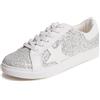 Feversole Women's Featured PU Leather Lace Up Star Sneaker,Stella Sneakers Stringate in Pelle PU da Donna Stella Argento Ghiaccio Bianco 36 EU