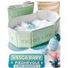 BabyBebloo Set Vasca da Bagno Pieghevole Bambini - vasca da bagno bambini con accessori - bagnetto bambini portatile viaggio - vasca pieghevole neonato antiscivolo - kit completo con giochi e borsa