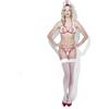SMIFFYS Sexy Cameriera, Ordine del medico, Reggiseno con collare, mutandine senza cavallo e copricapo Halloween