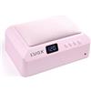 L'UGX Lampada professionale per polimerizzazione unghie per asciugatura smalto gel 72 W LED UV con cuscino bracciolo e vassoio retrattile, perfetta per manicure e pedicure in salone e a casa, rosa
