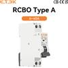 ETEK Interruttore Differenziale RCBO da 19mm di Larghezza, Tipo A, Protezione da 30mA, Modulo di Protezione Curva C e B EKL19