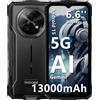 DOOGEE Fire 7 5G Smartphone Rugged con Batteria da 13000mAh, Android 15, Schermo da 6.6'', Fotocamera da 64MP, Dimensity 6300, Versione Globale, NFC