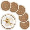 Relaxdays Tovagliette Sottopiatto in Giacinto d'Acqua, Set 6, Ø 36cm, Placemat Americane, Sottopentola, Naturale Bianco, Fibra vegetale