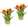 Flair Flower Tulipani artificiali, 18 cm, set di 2 fiori artificiali di seta, decorazione pasquale pasquale, fiori primaverili, decorazione primaverile, decorazione primaverile, decorazione pasquale, cespuglio di