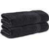 Komfortec Set di 2 Asciugamani 50x100 cm, 100% Cotone | Morbidi e Assorbenti, Asciugamani Viso e Bagno, Nero