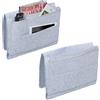Relaxdays Tasca Portaoggetti da Letto, Set da 2 Organizer Portatelecomando da Divano, 4 Scomparti, Feltro, Grigio Chiaro, 31,5 x 41 x 8 cm
