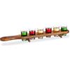 Relaxdays Set Bicchieri Shot, 6 Bicchierini da Liquore 4 cl, Pratico Vassoio 1/2 Metro, Divertente Idea Regalo, marrone