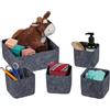 Relaxdays Cesto Portaoggetti in Feltro, Set 5 Contenitori di 2 Misure, Scatola in Tessuto per Accessori, Grigio Scuro