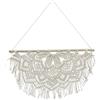 Relaxdays Arazzo macramè da Parete, Fatto a Mano, Stile Boho, Decorazione, HxL: 65 x 60,5 cm, in Cotone e Legno, Crema