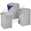 relaxdays Cestini Portaoggetti da Bagno, Set da 3 Contenitori, 3 Grandezze, con Manico, Box in Plastica, Bianco/Grigio, 3 pz