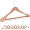 Relaxdays Grucce Appendiabiti, Set da 8 Appendini con Protezione Antitarme, Barra Appendi Pantaloni, Legno, Naturale, Ferro