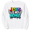 Mademark Jesus Is My Homie: Vibrant Rainbow Wings Dichiarazione di Fede Felpa, Unisex per Adulti, Bianco, M