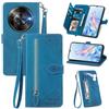 MOJIA Custodia Portafoglio per ZTE Blade A76 5G, Pelle PU Flip Cover per Telefono con Guscio Interno in TPU, Multifunzione Porta Carte con Cinturino Polso. Blu
