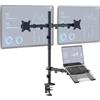 WORLDLIFT Supporto per doppio monitor e supporto per laptop adatto a due monitor da 17 a 32 pollici e laptop da 10 a 15 pollici, supporto regolabile extra alto, capacità di peso per braccio, 9 kg,
