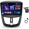 Hikity 4+64GB Autoradio Android per Peugeot 207 2006-2015 con Wireless Carplay Android Auto, Schermo Tattile 9 Pollici Bluetooth Stereo Auto, GPS Navi, FM RDS Radio,EQ, WiFi, Telecamera Retrovisore