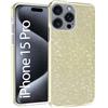 N NEWTOP 3in1 Cover Compatibile Apple iPhone 15 Pro, Custodia Case GLITTER Brillantini Paper Interno Bling TPU + PC Flessibile Morbida Case Posteriore Lucida Protezione Fotocamera (Oro)