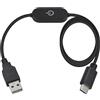 Duttek Cavo di prolunga da USB a USB C, 1 m, da USB maschio a tipo C, cavo di prolunga con interruttore dimmer touch, supporto per ricarica e ricarica (nero)