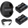 Newmowa NP-FM50 Batteria (2 pezzi) e Caricatore Doppio USB per Sony NP-FM50