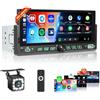Roinvou Autoradio 1 Din con Schermo 6.86 Pollici Stereo Auto Bluetooth Wireless Carplay Android Auto con Mirror Link/FM Radio/USB/Tipo-C/EQ/SWC con Retrocamera MIC