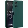 32ndShop 32nd Silicone Liquido Custodia Antiurto Slim Cover per Sony Xperia 10 VI (2024) con 2 Protezioni per Schermo in Vetro temperato, Sottile e Resistente - Verde Acqua Scuro