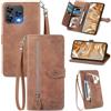 MOJIA Custodia Portafoglio per Cubot A40, Pelle PU Flip Cover per Telefono con Guscio Interno in TPU, Multifunzione Porta Carte con Cinturino Polso. Marrone