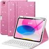 MoKo Custodia con Tastiera per iPad (A16) 11a Generazione 11 pollici 2025, iPad 10a Generazione 10,9 pollici con Supporto per Matita, Tastiera Bluetooth Staccabile Multi-Angolo, Rosa Brillante