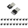 JYCONNECTS 20 pezzi Micro USB-B 2.0 Porte Maschio Spina Saldatura Micro USB 5 Pin Maschio Saldatura Riparazione Adattatori di Ricambio Connettori per Alimentazione USB DIY