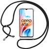 ISOI Cover con Cordino per OPPO A38 4G/OPPO A18 4G, Custodia Trasparente con Collana Tracolla Laccio Collo Ultra Sottile Morbido TPU Silicone Antiurto AntiGraffio Antiscivolo Case, Nero