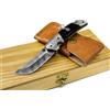 COLTELLO ARTIGIANALE PIEGHEVOLE IN ACCIAIO DAMASCO COLLEZIONE CON SCATOLA FODERO
