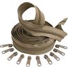 Aerzetix - C62666x5-C62857x10 - Kit di Cerniera Lampo Spirale 5m N°5 Colore: Cappuccino + 10 cursori N°5 Non bloccabile Colore: Cappuccino - in Nylon/Metallo - merceria