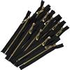 Aerzetix - C61435 - Set di 10 Cerniere Non separabili 14cm in Metallo con tiretto Decorativo - Cerniera Lampo - Nero - cursore Jeans Gilet pelletteria Cucito Vestiti Pantaloni merceria