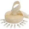 Aerzetix - C62646x5-C62806x10 - Kit di Cerniera Lampo Spirale 5m N°5 Colore: Ecru + 10 cursori N°5 Non bloccabile Colore: Ecru - in Nylon/Metallo - merceria