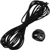 Aerzetix - Set di 5 m Cordoncino Elastico Rotondo Ø3 mm di Colore Nero + 10 fermacorde ovali in plastica Nero a 2 Fori Ø4.5 mm