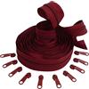 Aerzetix - C62662x5-C62831x10 - Kit di Cerniera Lampo Spirale 5m N°5 Colore: Rosso Scuro + 10 cursori N°5 Non bloccabile Colore: Rosso Scuro - in Nylon/Metallo - merceria