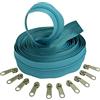 Aerzetix - C62736x5-C62791x10 - Kit di Cerniera Lampo Spirale 5m N°5 Colore: Blu-Verde + 10 cursori N°5 Non bloccabile Colore: Argento - in Nylon/Metallo - merceria