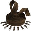 Aerzetix - C62638x5-C62853x10 - Kit di Cerniera Lampo Spirale 5m N°5 Colore: Cacao + 10 cursori N°5 Non bloccabile Colore: Cacao - in Nylon/Metallo - merceria