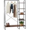 Relaxdays Appendiabiti Industriale 6 Ripiani e Ganci, 160x120x45 cm, Nero/Marrone