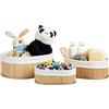 Relaxdays Cestino da Bagno Portaoggetti, Pratico Set da 3, Fodera in Tessuto, Bambù, Ovale, Giochi, Naturale