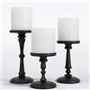 HB Design Co. Set di 3 portacandele neri opachi, portacandele in metallo per candele a pilastro, 3 portacandele a pilastro, portacandele per tavolo, set di portacandele neri decorativi
