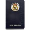 MOCIWORLD - Quaderno del Real Madrid con Logo 3D - Rilegato con Retro in Tessuto e Finitura di Alta qualità - 120 Pagine Bianche - Colore: Blu - Formato: A5