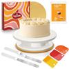 BakeBuddy Piatto Girevole per Torte 28 cm con Accessori da Cucina | Giratorte con Spatola Angolare, Spatola, Raschietto per Impasto e Base Dorata, Set da Pasticceria Professionale
