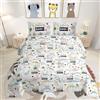 Loussiesd Set di biancheria da letto per bambini con dinosauri set di biancheria da letto per bambini e bambine set Trapunta reversibile per bambini e bambine set Trapunta reversibile per bambini e