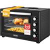 TZS First Austria - Mini Forno con fornelli 60L 3200 W - Fornetto per pizza con piastre fino a 230°C e 6 modalità di riscaldamento - Multiforno con 4 altezze di inserimento e accessori di alta qualità